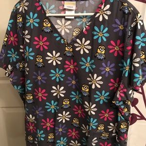 Minion flower scrub top